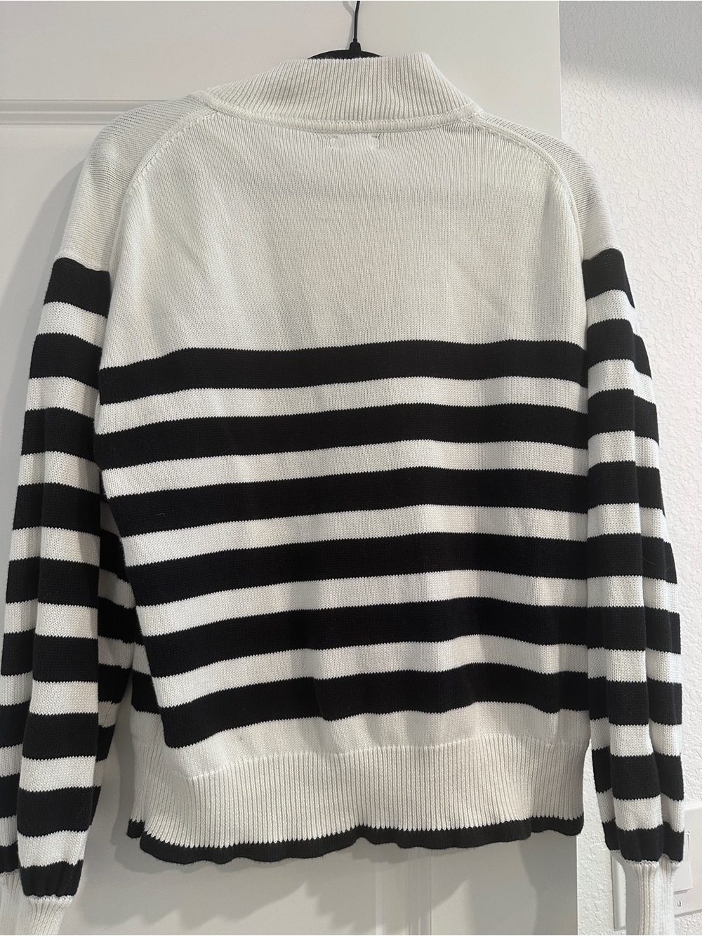 J.Crew Factory Striped Half-Zip Sweater Navy Cream Size L - Picture 5 of 5